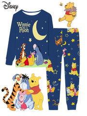 Winnie the Pooh & Pajama Set - Cozy Long Sleeve Nightgown with & Stars Design, Soft Stretch Fabric, Regular Fit, Round Neck, Perfect for Fall/Winter, Comfortable Home Wear, Winter Pajamas | Playful Print | Soft Fabric, Pajamas For Boys